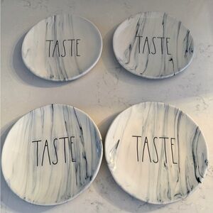 Rae Dunn Black and White Marble Taste Plates